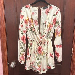 Long sleeve floral romper